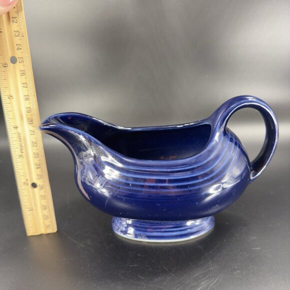 Fiesta Footed Gravy Boat Sauce Boat Cobalt Blue Vintage Ceramic Kitchenware VTG - Picture 6 of 15